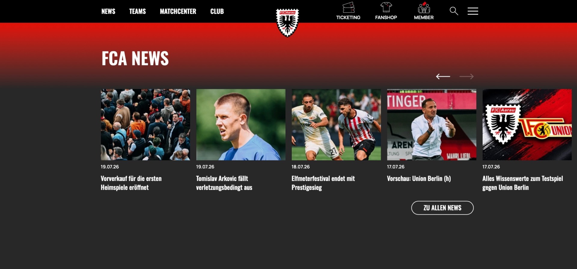 Willkommen auf unserer neuen Website! - FC Aarau - Fussball-Club Aarau
